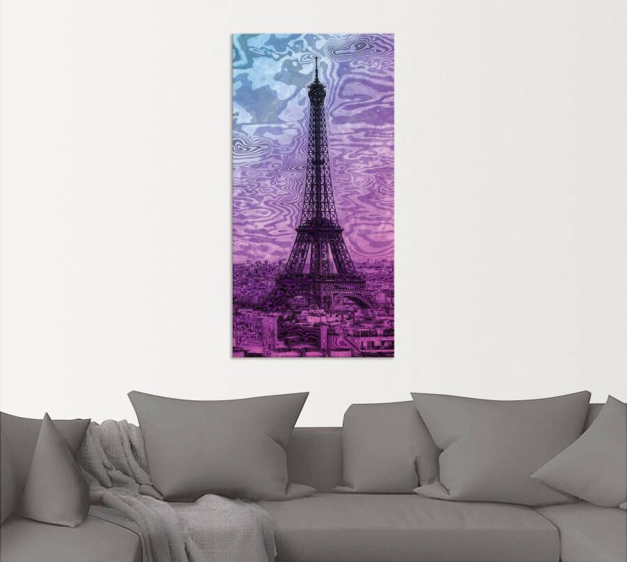 Artland Artprint Parijs Eiffeltoren paars blauw als artprint van aluminium artprint voor buiten artprint op linnen in verschillende maten