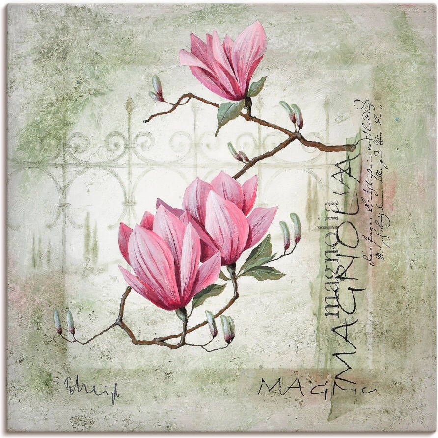 Artland Artprint Pinkkleurige magnolia als artprint op linnen poster muursticker in verschillende maten