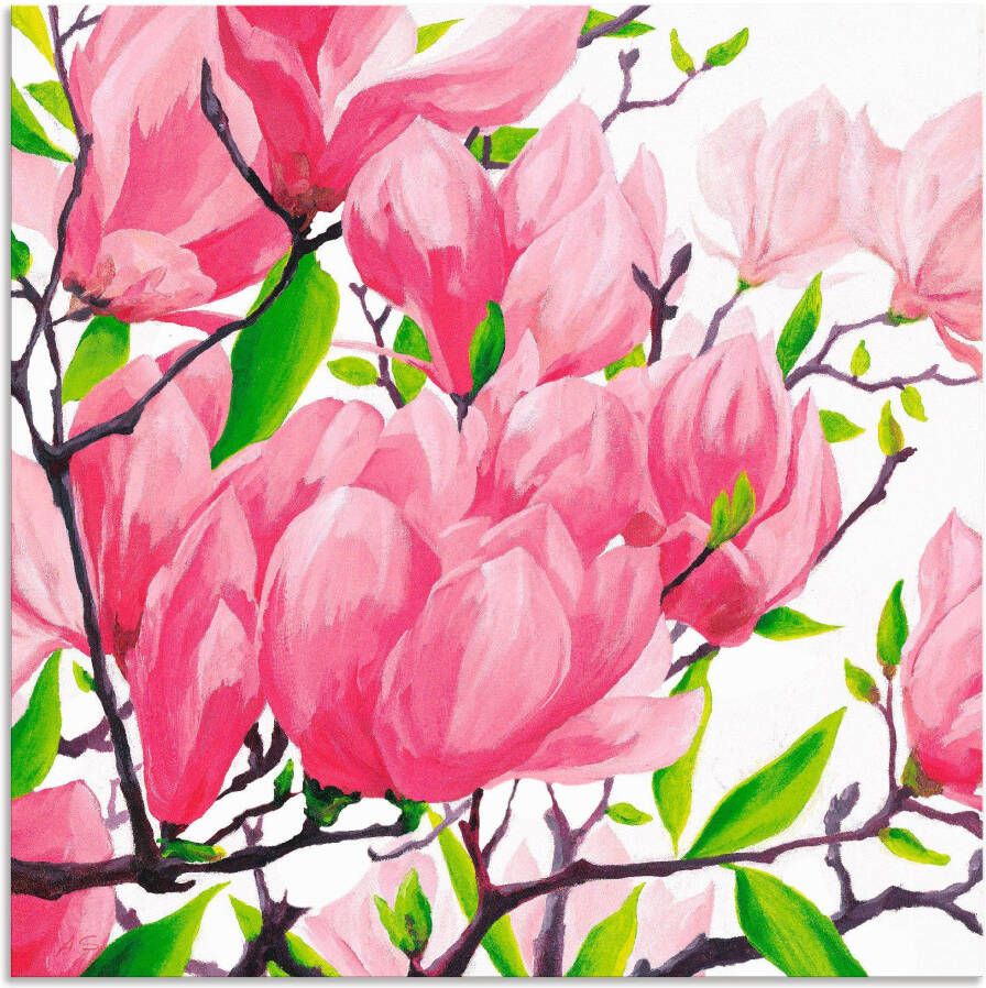 Artland Artprint Pinkkleurige magnolia's als artprint van aluminium artprint voor buiten artprint op linnen in verschillende maten