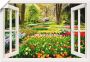 Artland Artprint Raamzicht tulpen tuin lente als artprint van aluminium artprint voor buiten artprint op linnen poster muursticker - Thumbnail 1