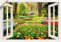 Artland Artprint Raamzicht tulpen tuin lente als artprint van aluminium artprint voor buiten artprint op linnen poster muursticker - Thumbnail 1