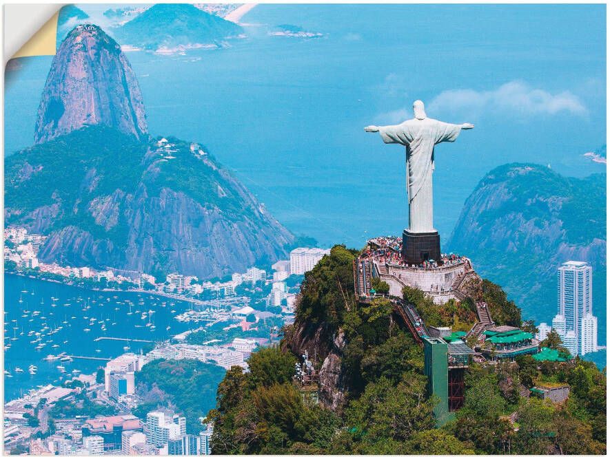 Artland Artprint Rio de Janeiro met Christus als artprint van aluminium artprint op linnen muursticker verschillende maten