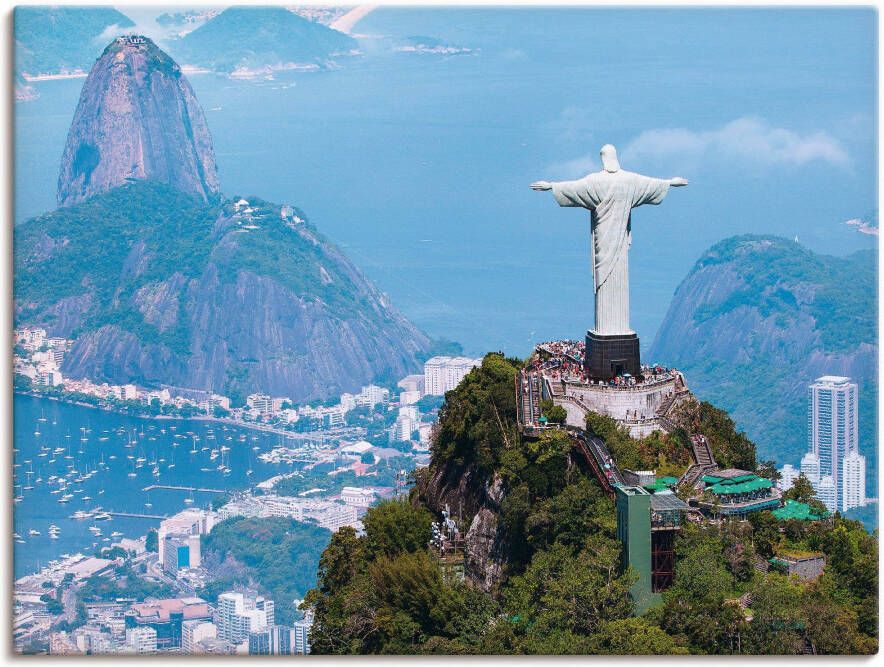 Artland Artprint Rio de Janeiro met Christus als artprint van aluminium artprint op linnen muursticker verschillende maten