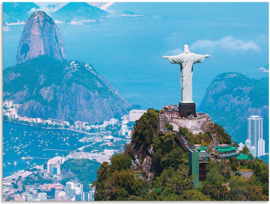 Artland Artprint Rio de Janeiro met Christus als artprint van aluminium artprint op linnen muursticker verschillende maten