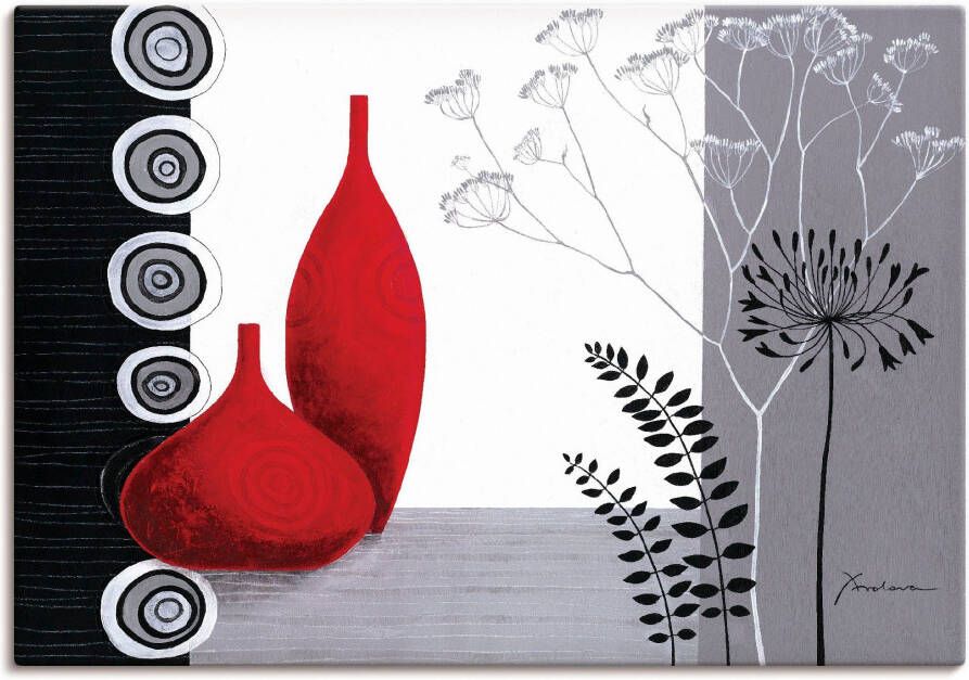 Artland Artprint Rode vazen als artprint op linnen poster in verschillende formaten maten