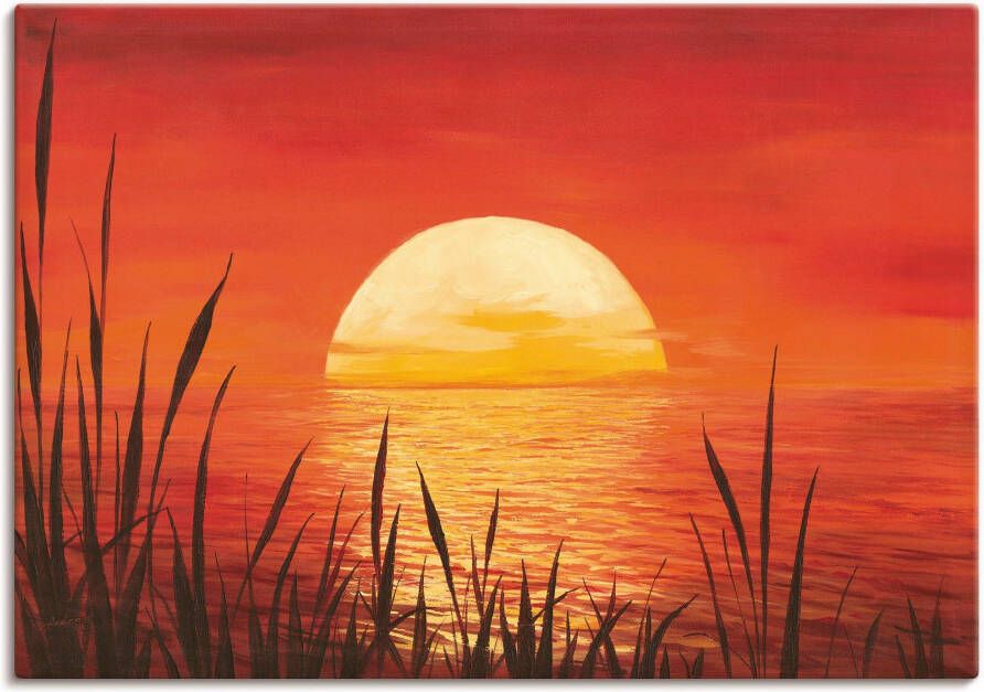 Artland Artprint Rode zonsondergang bij de oceaan als artprint van aluminium artprint voor buiten artprint op linnen poster muursticker - Foto 1
