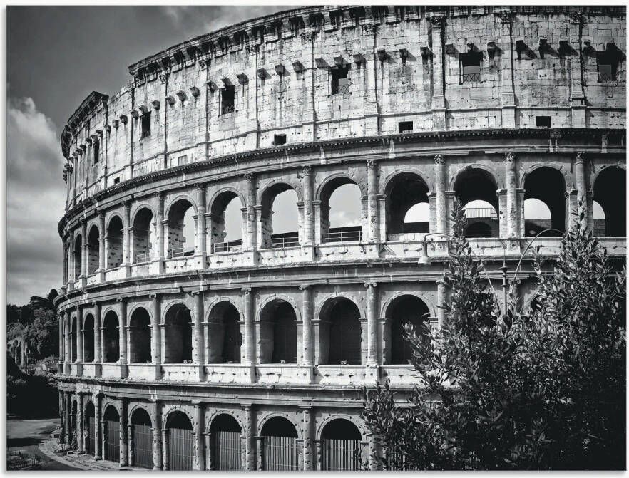 Artland Artprint Rome Colosseum monochroom als artprint van aluminium artprint voor buiten poster in diverse formaten