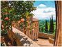 Artland Artprint Rozen op balkon Toscaans landschap als artprint van aluminium artprint voor buiten artprint op linnen poster muursticker - Thumbnail 1