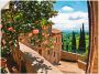 Artland Artprint Rozen op balkon Toscaans landschap als artprint van aluminium artprint voor buiten artprint op linnen poster muursticker - Thumbnail 1