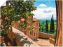 Artland Artprint Rozen op balkon Toscaans landschap als artprint van aluminium artprint voor buiten artprint op linnen poster muursticker - Thumbnail 1