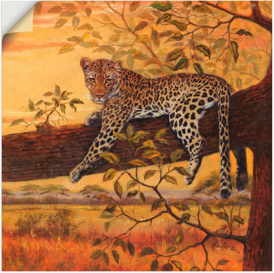Artland Artprint Rustend luipaard als artprint op linnen muursticker in verschillende maten
