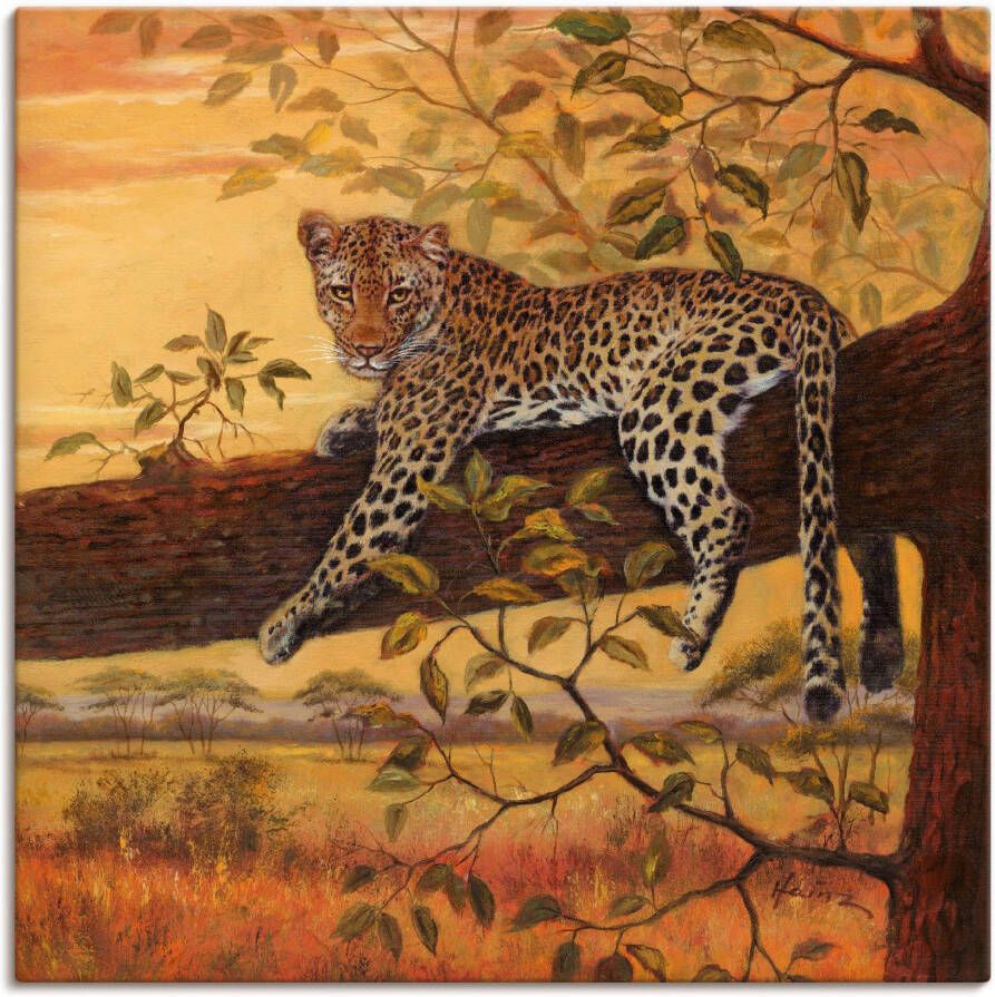 Artland Artprint Rustend luipaard als artprint op linnen muursticker in verschillende maten