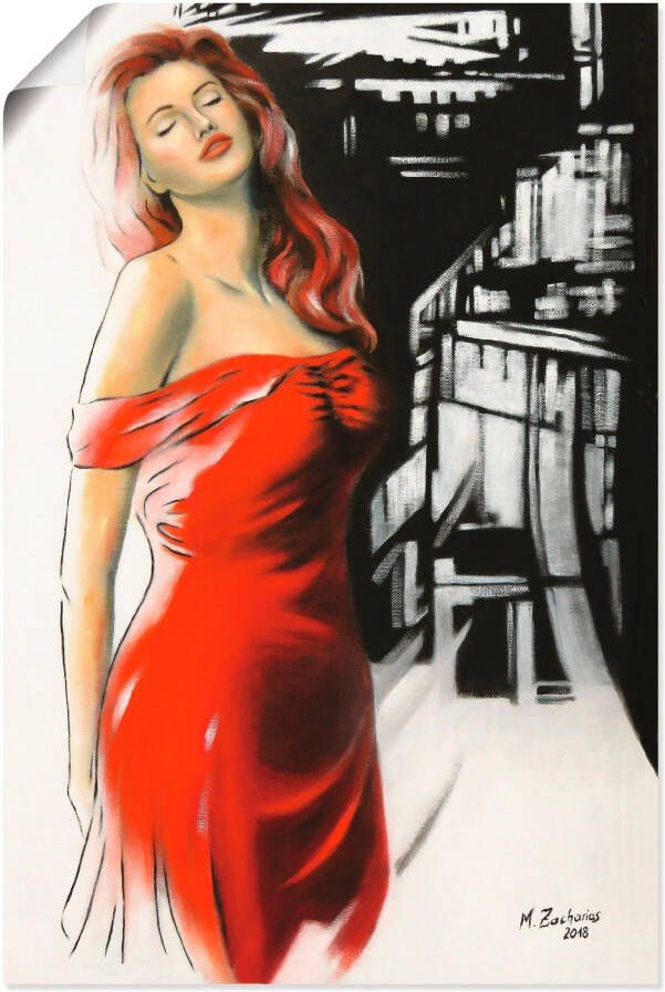 Artland Artprint Schoonheid in rode jurk als artprint van aluminium artprint voor buiten artprint op linnen poster muursticker
