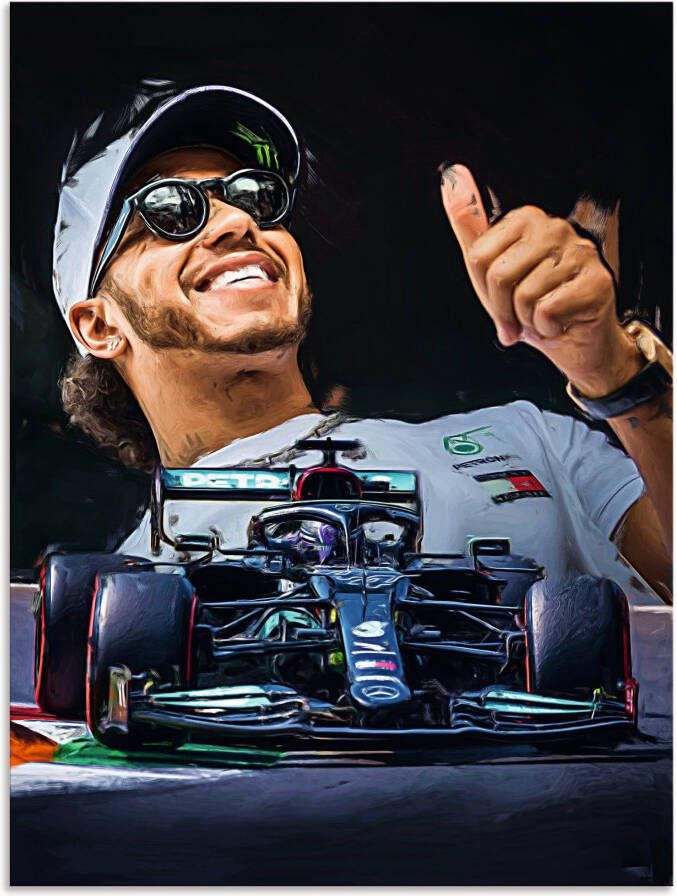 Artland Artprint Sir Lewis Hamilton alias LH44 als artprint van aluminium artprint voor buiten artprint op linnen poster in verschillende maten. maten