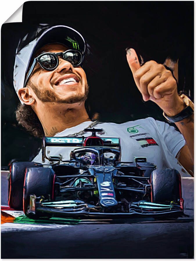 Artland Artprint Sir Lewis Hamilton alias LH44 als artprint van aluminium artprint voor buiten artprint op linnen poster in verschillende maten. maten