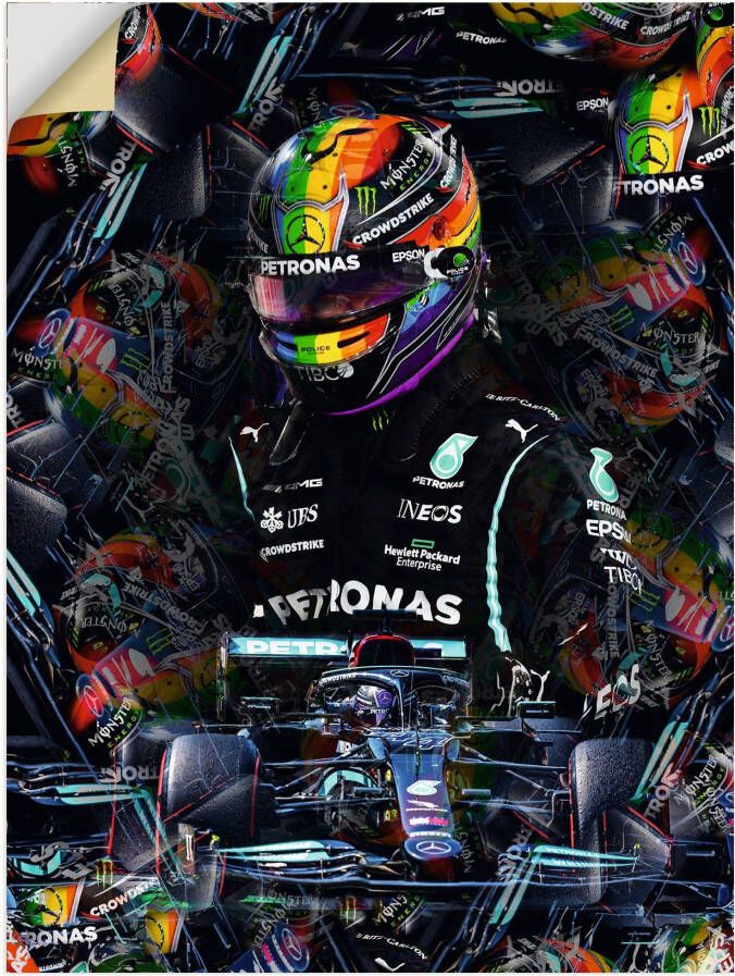 Artland Artprint Sir Lewis Hamilton motorsportlegende als artprint van aluminium artprint voor buiten artprint op linnen poster in verschillende maten. maten - Foto 1