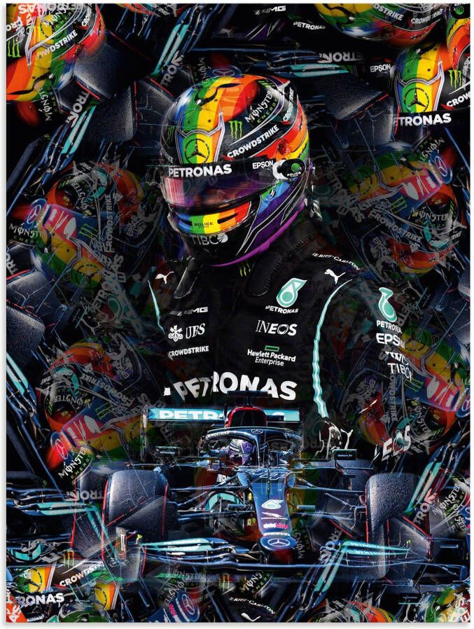 Artland Artprint Sir Lewis Hamilton motorsportlegende als artprint van aluminium artprint voor buiten artprint op linnen poster in verschillende maten. maten