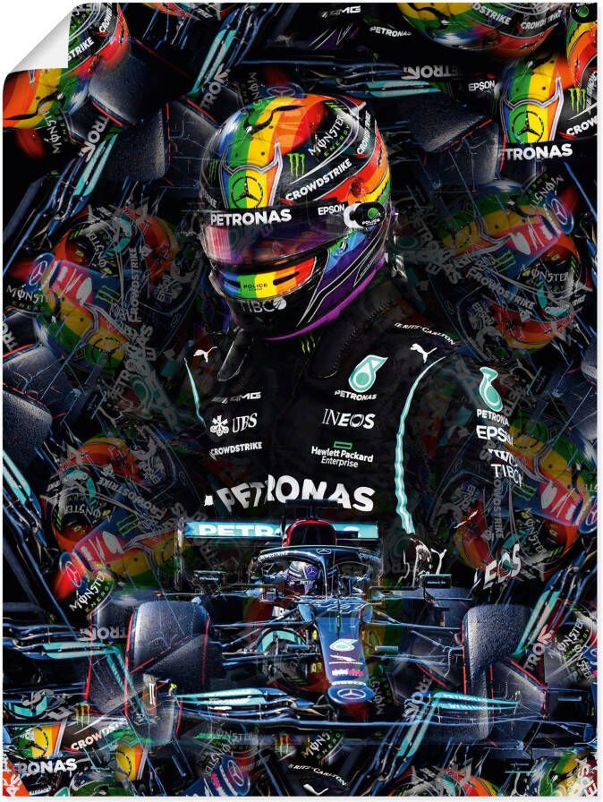 Artland Artprint Sir Lewis Hamilton motorsportlegende als artprint van aluminium artprint voor buiten artprint op linnen poster in verschillende maten. maten