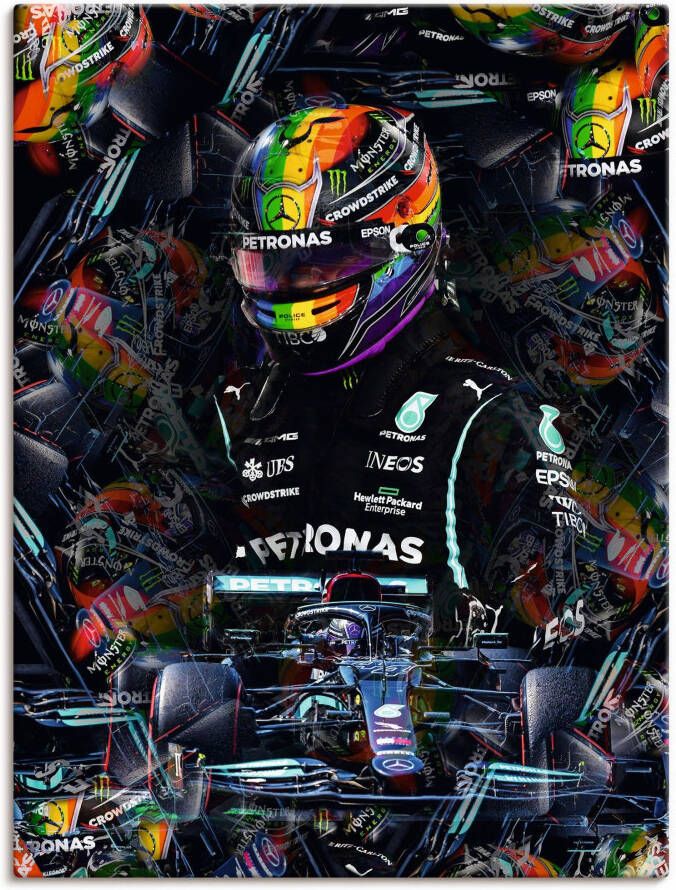 Artland Artprint Sir Lewis Hamilton motorsportlegende als artprint van aluminium artprint voor buiten artprint op linnen poster in verschillende maten. maten