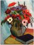 Artland Artprint Stilleven met anemonen en blauw boek als artprint op linnen poster in verschillende formaten maten - Thumbnail 1