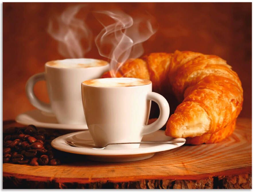 Artland Artprint Stomende cappuccino en croissant als artprint op linnen poster muursticker in verschillende maten - Foto 1