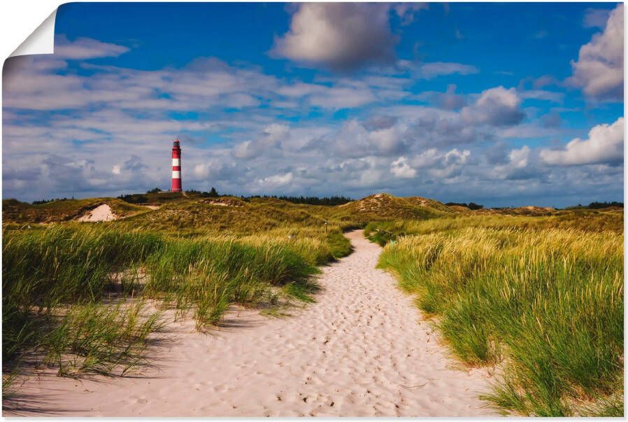 Artland Artprint Strandweg naar de vuurtoren eiland Amrum als artprint van aluminium artprint voor buiten artprint op linnen poster in verschillende maten. maten