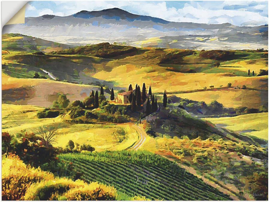 Artland Artprint Toscane van bovenaf als artprint op linnen poster in verschillende formaten maten - Foto 1