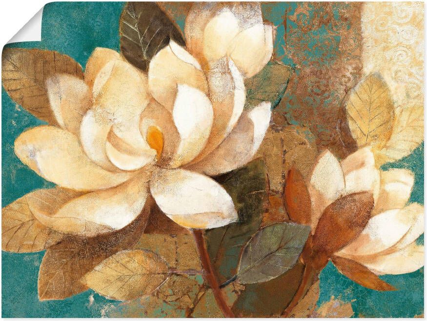 Artland Artprint Turquoise magnolia's als poster muursticker in verschillende maten - Foto 1