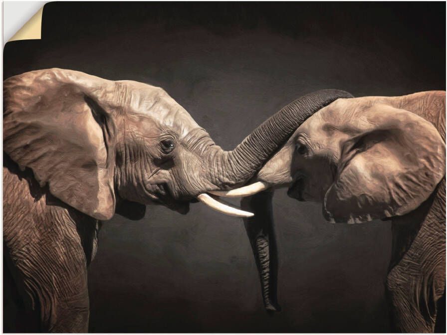 Artland Artprint Twee olifanten als artprint op linnen poster muursticker in verschillende maten