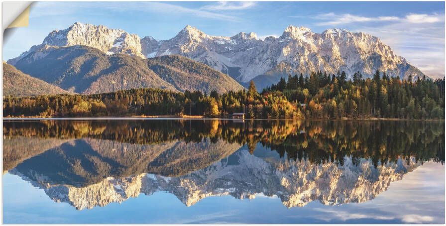 Artland Artprint Uitzicht op de Karwendel aan de Barmsee als artprint op linnen muursticker in verschillende maten