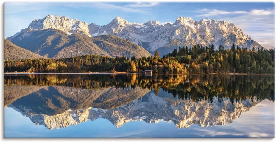 Artland Artprint Uitzicht op de Karwendel aan de Barmsee als artprint op linnen muursticker in verschillende maten