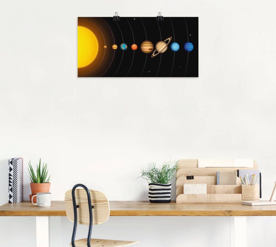 Artland Artprint Vector zonnestelsel met planeten als artprint van aluminium artprint voor buiten artprint op linnen poster muursticker