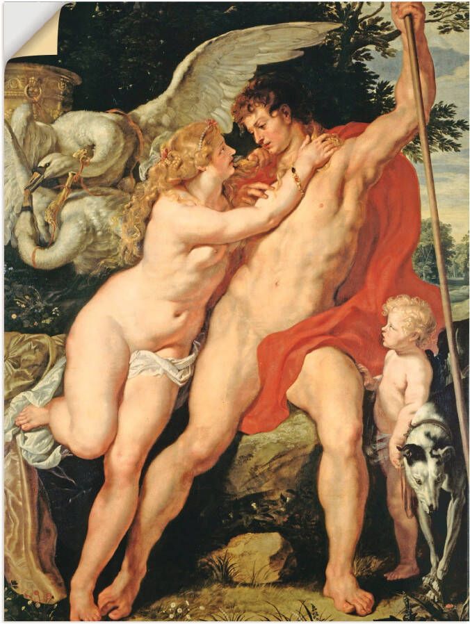 Artland Artprint Venus en Adonis. Omstreeks 1610 als artprint op linnen muursticker in verschillende maten