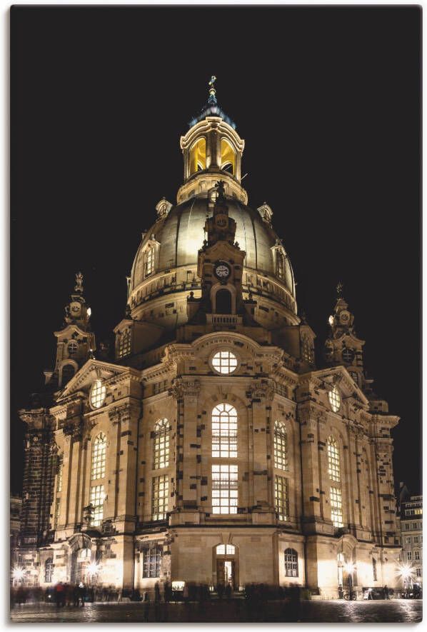 Artland Artprint Verlichte Frauenkirche in Dresden als artprint op linnen poster in verschillende formaten maten