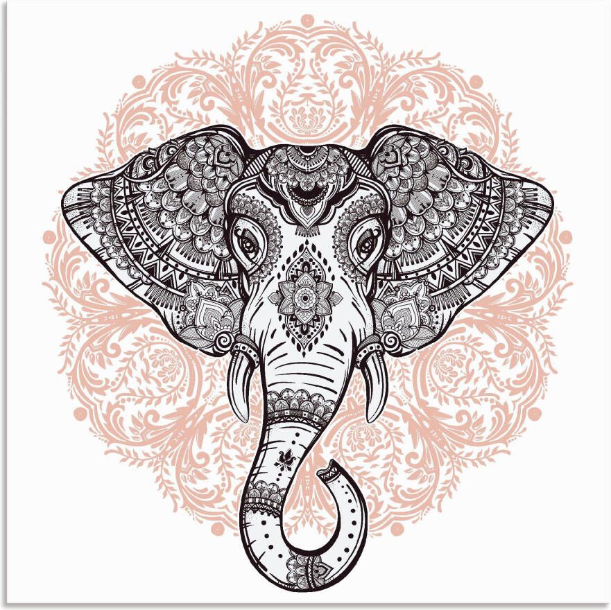 Artland Artprint Vintage mandala olifant als artprint op linnen poster muursticker in verschillende maten
