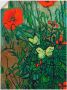 Artland Artprint op linnen Vlinders op klaprozen gespannen op een spieraam - Thumbnail 1