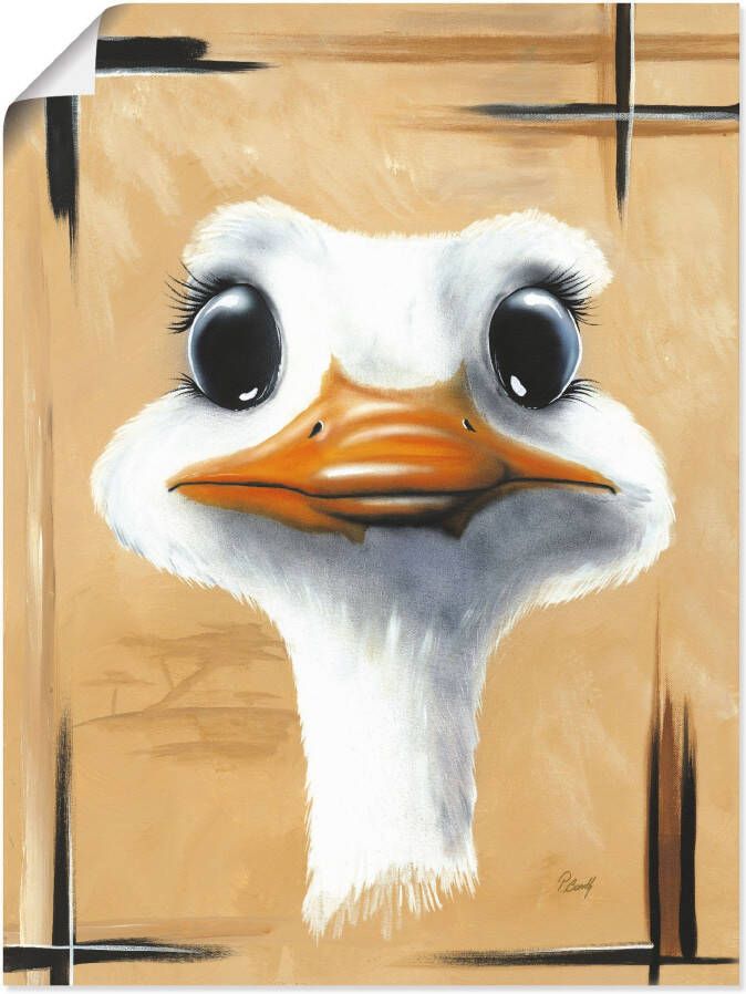 Artland Artprint Vrolijke struisvogel als poster muursticker in verschillende maten - Foto 1
