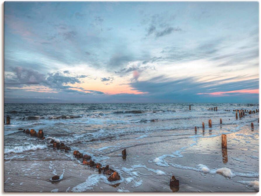 Artland Artprint Winter zonsondergang aan zee als artprint op linnen poster muursticker in verschillende maten - Foto 1