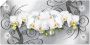 Artland Artprint Witte orchideeën op ornamenten als artprint van aluminium artprint voor buiten artprint op linnen poster muursticker - Thumbnail 1