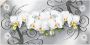 Artland Artprint Witte orchideeën op ornamenten als artprint van aluminium artprint voor buiten artprint op linnen poster muursticker - Thumbnail 1