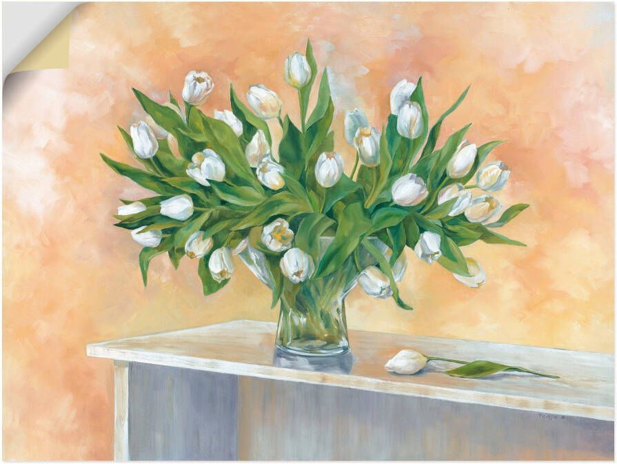 Artland Artprint Witte tulpen als artprint op linnen muursticker in verschillende maten