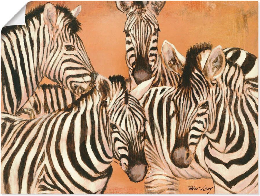 Artland Artprint Zebra's als artprint op linnen poster in verschillende formaten maten