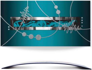 Artland Artprint Zilver abstract op petrol gebogen 3d-optiek