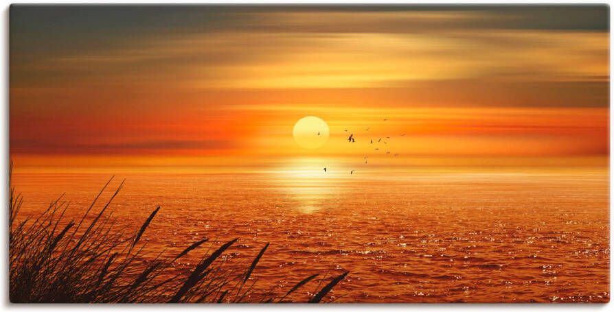 Artland Artprint Zonsondergang boven de zee als artprint op linnen poster muursticker in verschillende maten