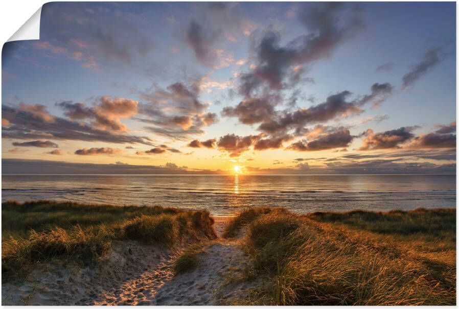 Artland Artprint Zonsondergang op Sylt als artprint op linnen poster in verschillende formaten maten