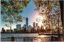 Artland Artprint Zonsopkomst boven New York als artprint van aluminium artprint voor buiten artprint op linnen poster muursticker - Thumbnail 1