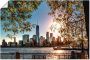 Artland Artprint Zonsopkomst boven New York als artprint van aluminium artprint voor buiten artprint op linnen poster muursticker - Thumbnail 1