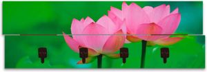 Artland Kapstok Bloeiende lotusbloem ruimtebesparende kapstok van hout met 4 haken geschikt voor kleine smalle hal halkapstok