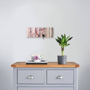 Artland Kapstok Vintage achtergrond houten wand met hart van hout met 4 sleutelhaakjes – sleutelbord sleutelborden sleutelhouder sleutelhanger voor de hal – stijl: modern