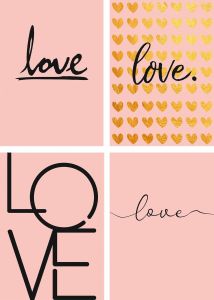 Artland Poster 4 x love op de liefde Poster artprint wandposter (4 stuks)